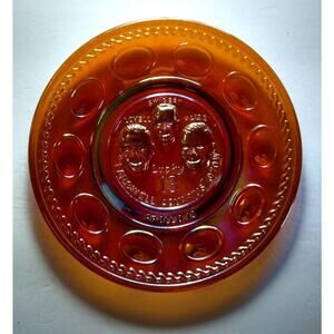 Vintage Carnival Glass Orange Apollo 13 Space Astronaut Plate Wheaton Glass NASA